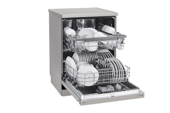 LG Dishwasher, TrueSteam®, 14 Place Settings, QuadWash™, EasyRack™ Plus, ThinQ™ (Wi-Fi), Inverter Direct Drive™, Silver, DFB532FP